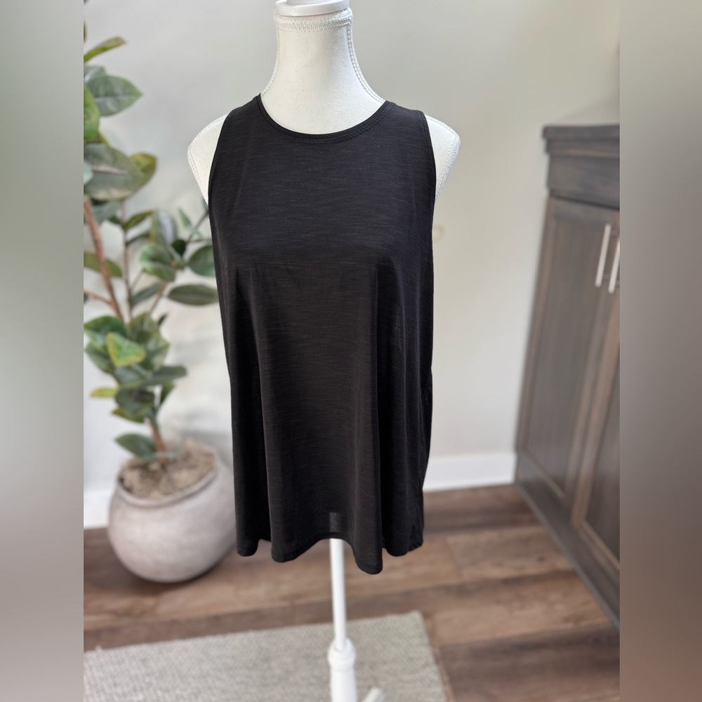 Athleta Womens Black T-Back Power Of She Workout Gym Yoga Stretch Tank Top XL